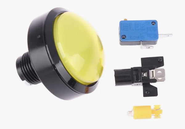 60mm Large Dome Arcade Button with LED Light & Microswitch – Yellow