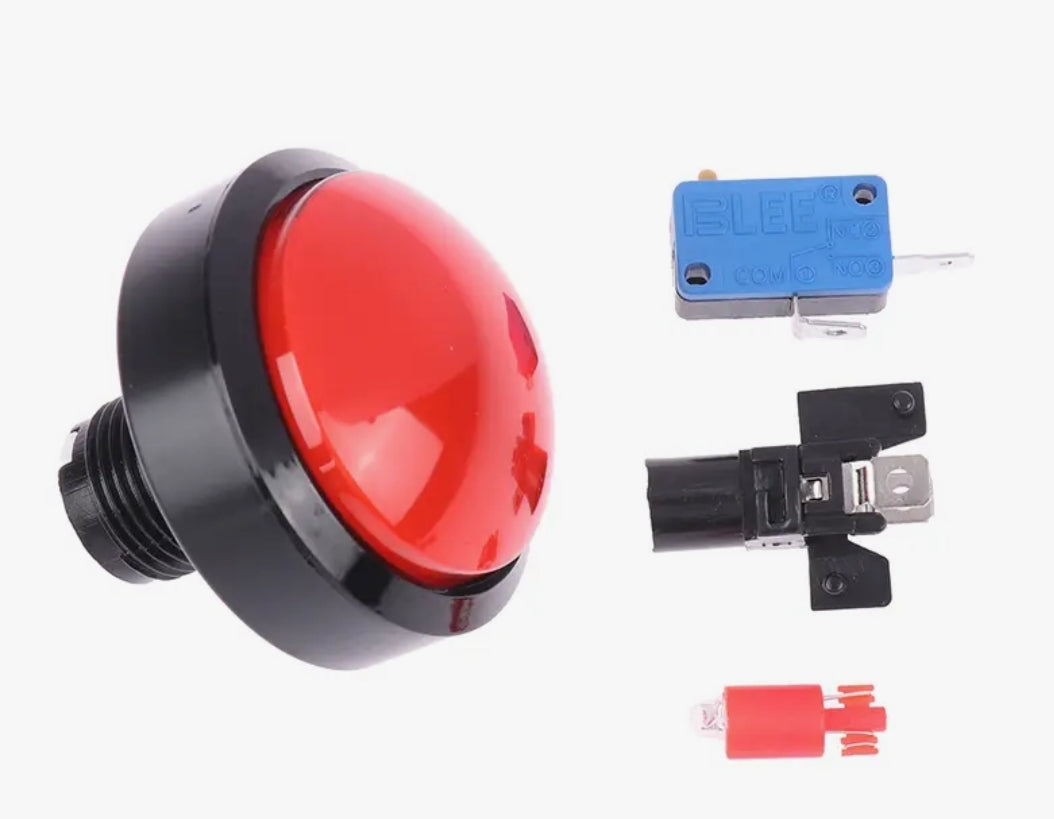 60mm Large Dome Arcade Button with LED Light & Microswitch – Red