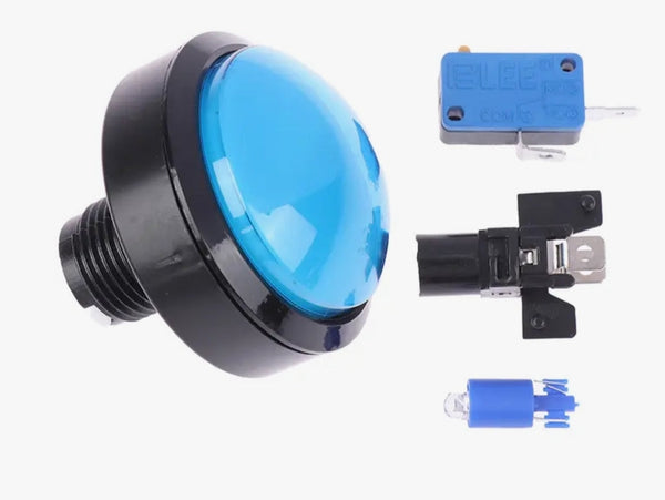 60mm Large Dome Arcade Button with LED Light & Microswitch – Blue